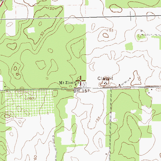 Topographic Map of Mount Zion Church, GA