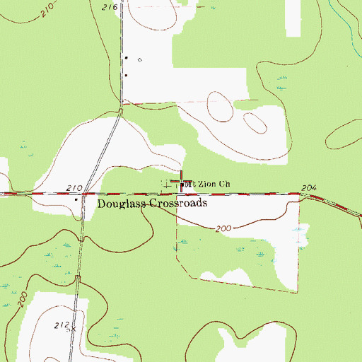 Topographic Map of Mount Zion Church, GA