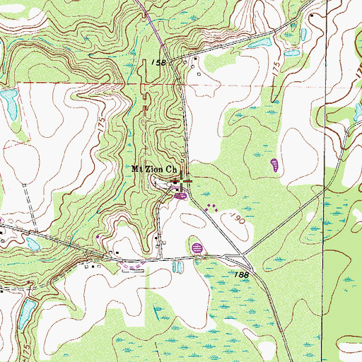 Topographic Map of Mount Zion Church, GA