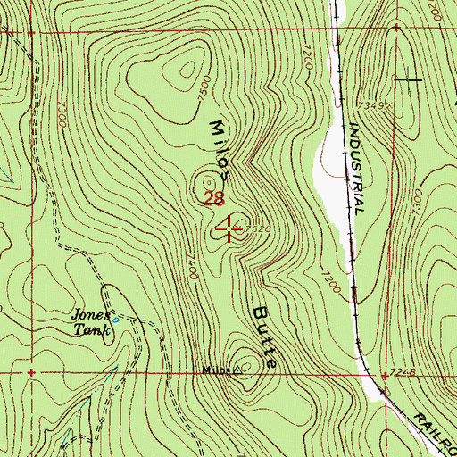 Topographic Map of Milos Butte, AZ