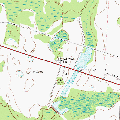 Topographic Map of Mount Zion Church, GA