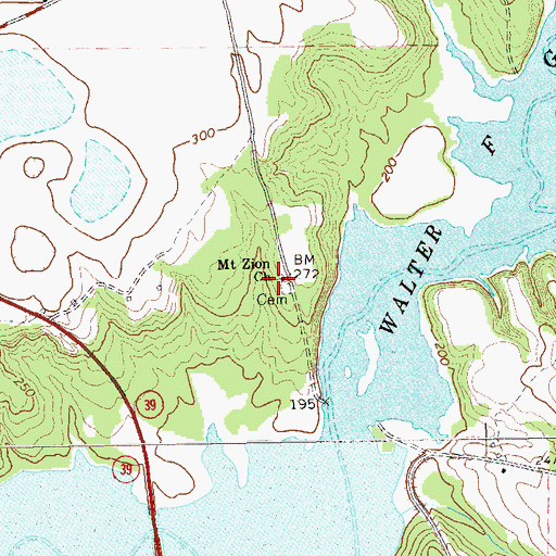Topographic Map of Mount Zion Church, GA