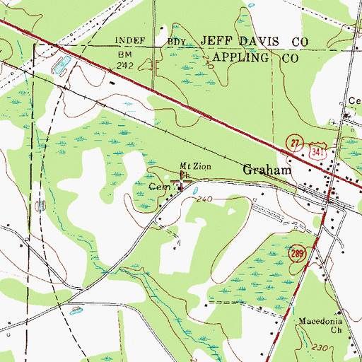 Topographic Map of Mount Zion Church, GA