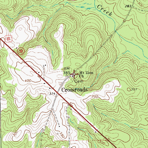 Topographic Map of Mount Zion Church, GA