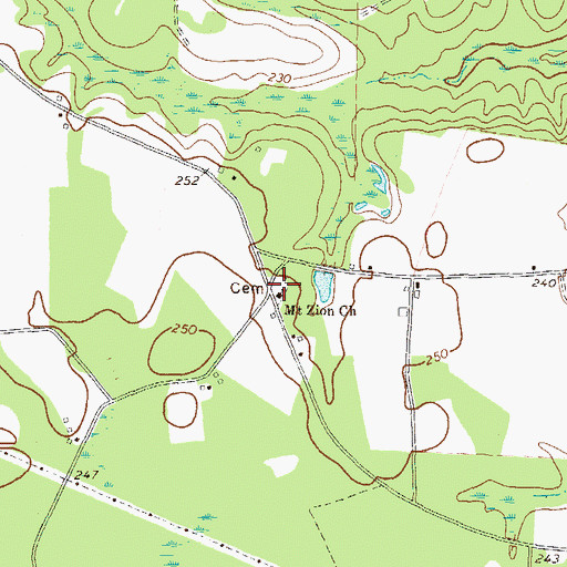 Topographic Map of Mount Zion Church, GA