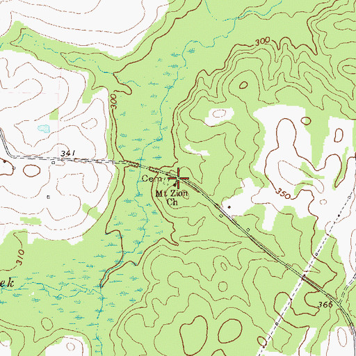 Topographic Map of Mount Zion Church, GA