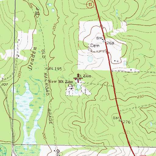 Topographic Map of Mount Zion Church, GA