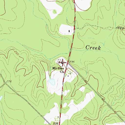 Topographic Map of Mount Zion Church, GA