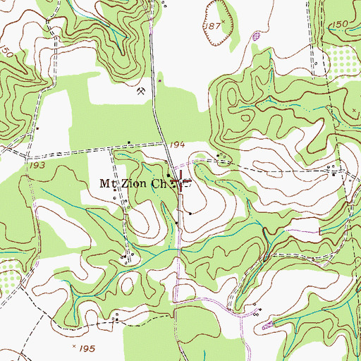 Topographic Map of Mount Zion Church, GA