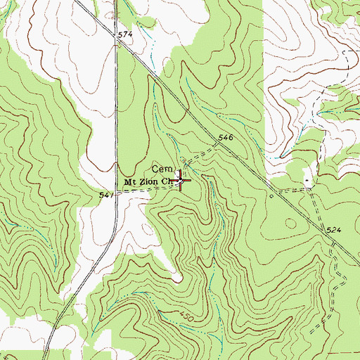 Topographic Map of Mount Zion Church, GA