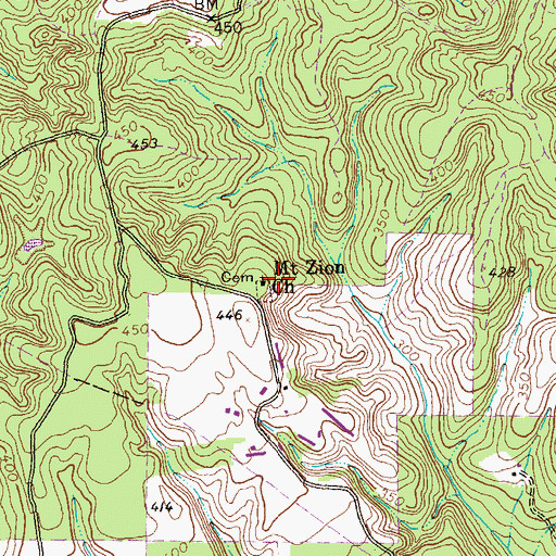 Topographic Map of Mount Zion Church, GA