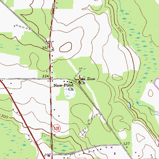 Topographic Map of Mount Zion Church, GA