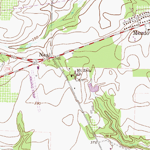 Topographic Map of Mount Zion Church, GA
