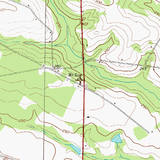 Topographic Map of Mount Zion Church, GA