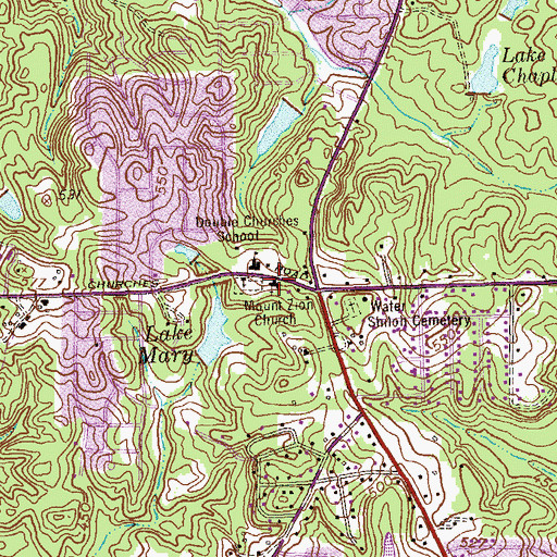 Topographic Map of Mount Zion Church, GA