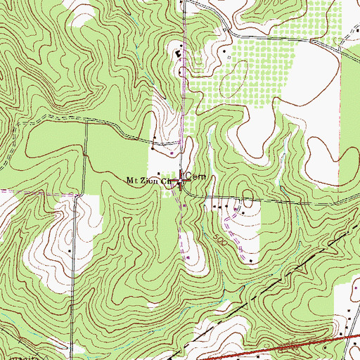 Topographic Map of Mount Zion Church, GA