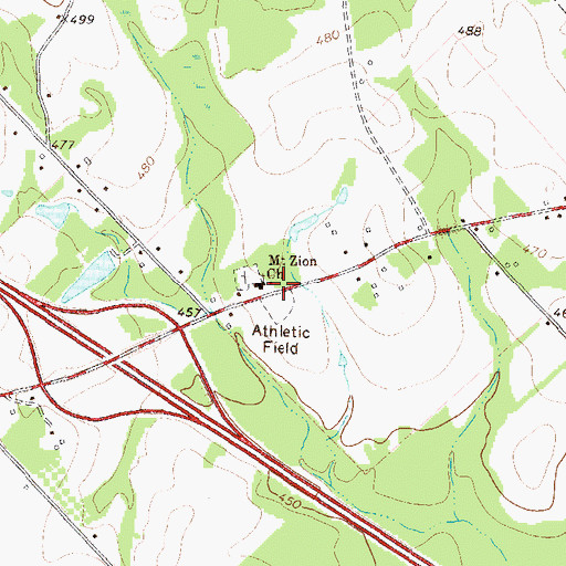Topographic Map of Mount Zion Church, GA