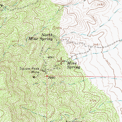 Topographic Map of Mine Spring, AZ