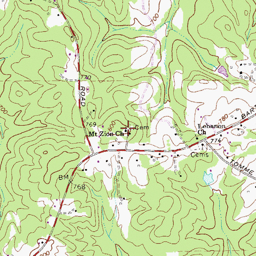 Topographic Map of Mount Zion Church, GA