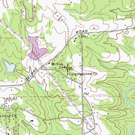 Topographic Map of Mount Zion Church, GA
