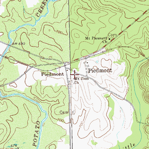 Topographic Map of Mount Zion Church, GA