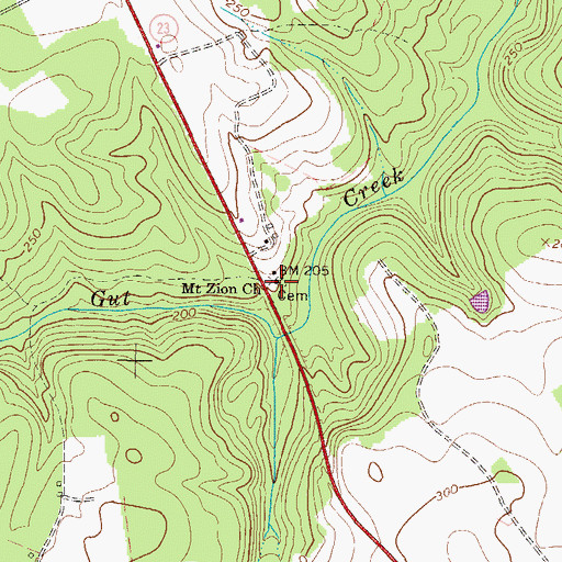 Topographic Map of Mount Zion Church, GA