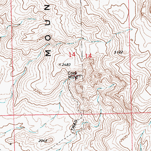 Topographic Map of Cook Mine, AZ