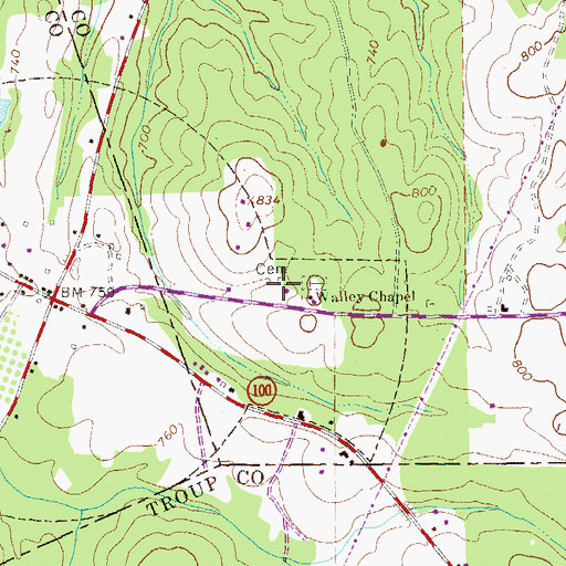 Topographic Map of Mount Zion Church, GA