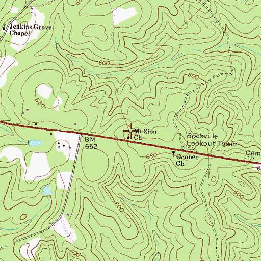 Topographic Map of Mount Zion Church, GA