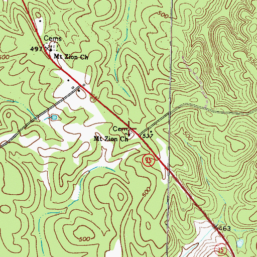 Topographic Map of Mount Zion Church, GA