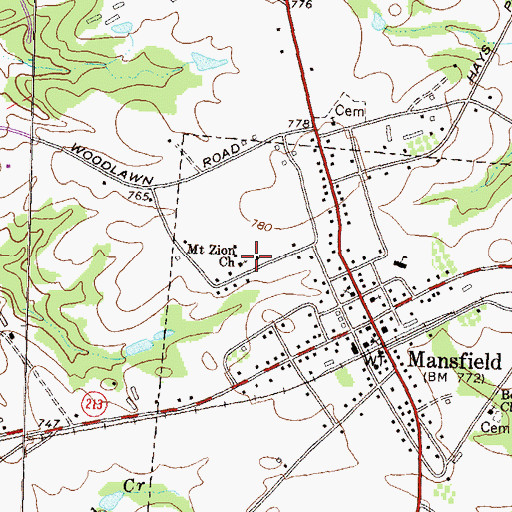 Topographic Map of Mount Zion Church, GA
