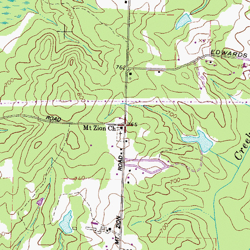 Topographic Map of Mount Zion Church, GA