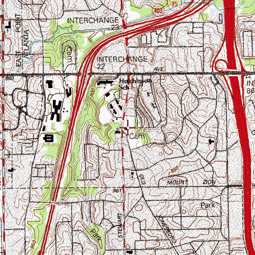 Topographic Map of Mount Zion Church, GA