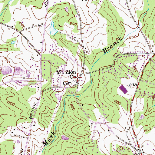 Topographic Map of Mount Zion Church, GA