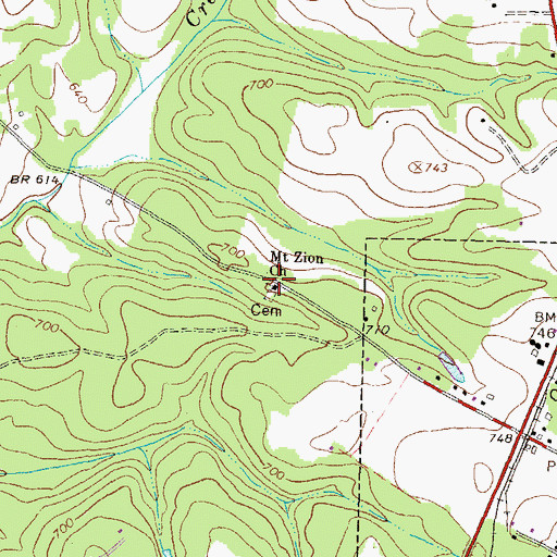 Topographic Map of Mount Zion Church, GA