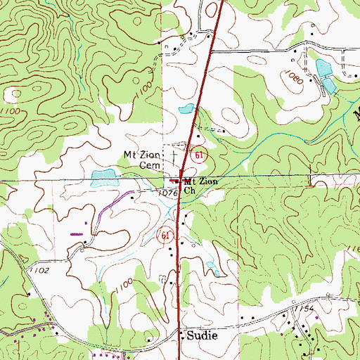 Topographic Map of Mount Zion Church, GA