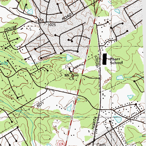 Topographic Map of Mount Zion Church, GA