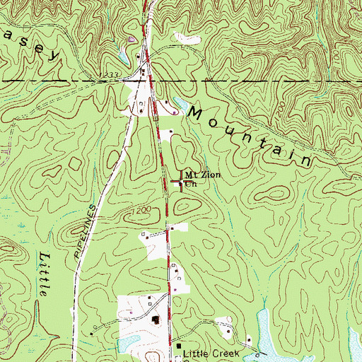 Topographic Map of Mount Zion Church, GA