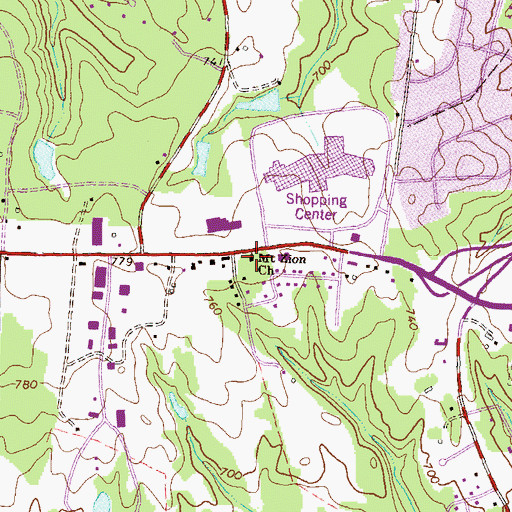 Topographic Map of Mount Zion Church, GA