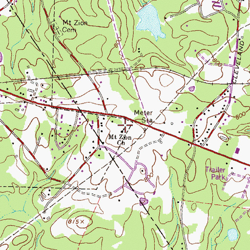 Topographic Map of Mount Zion Church, GA