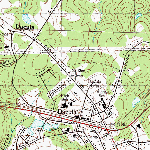 Topographic Map of Mount Zion Church, GA