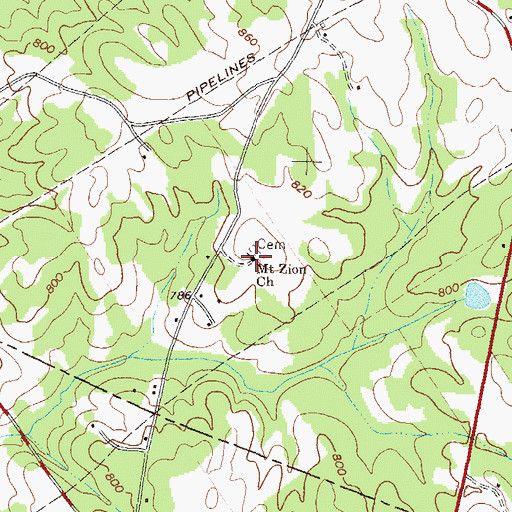 Topographic Map of Mount Zion Church, GA