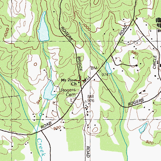 Topographic Map of Mount Zion Church, GA