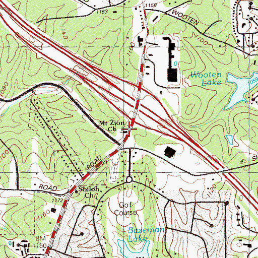 Topographic Map of Mount Zion Church, GA