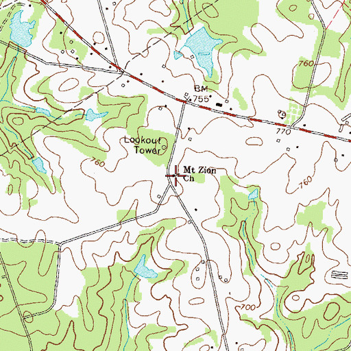 Topographic Map of Mount Zion Church, GA
