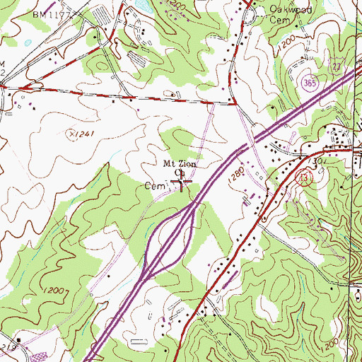 Topographic Map of Mount Zion Church, GA