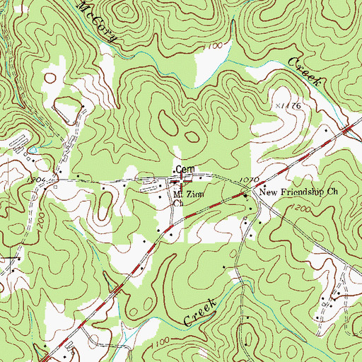Topographic Map of Mount Zion Church, GA