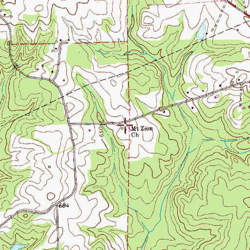 Topographic Map of Mount Zion Church, GA