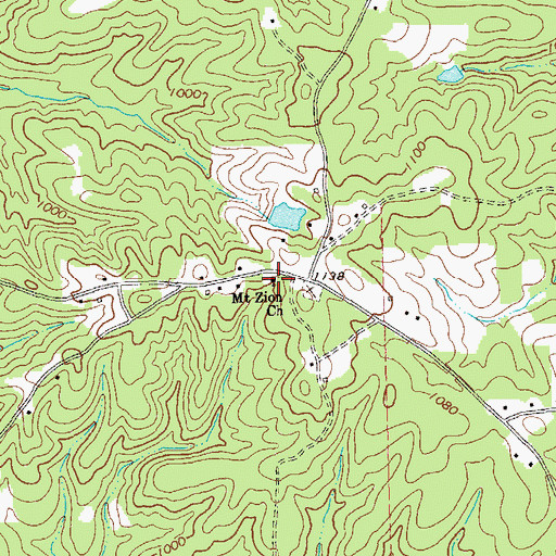 Topographic Map of Mount Zion Church, GA