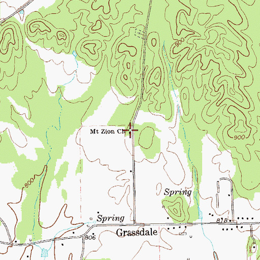 Topographic Map of Mount Zion Church, GA